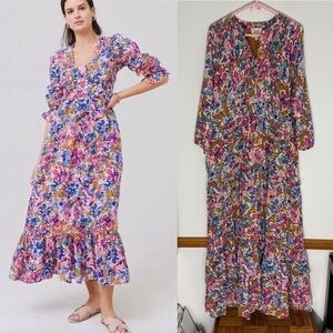 Banjanan Aubree tiered floral midi dress size L
